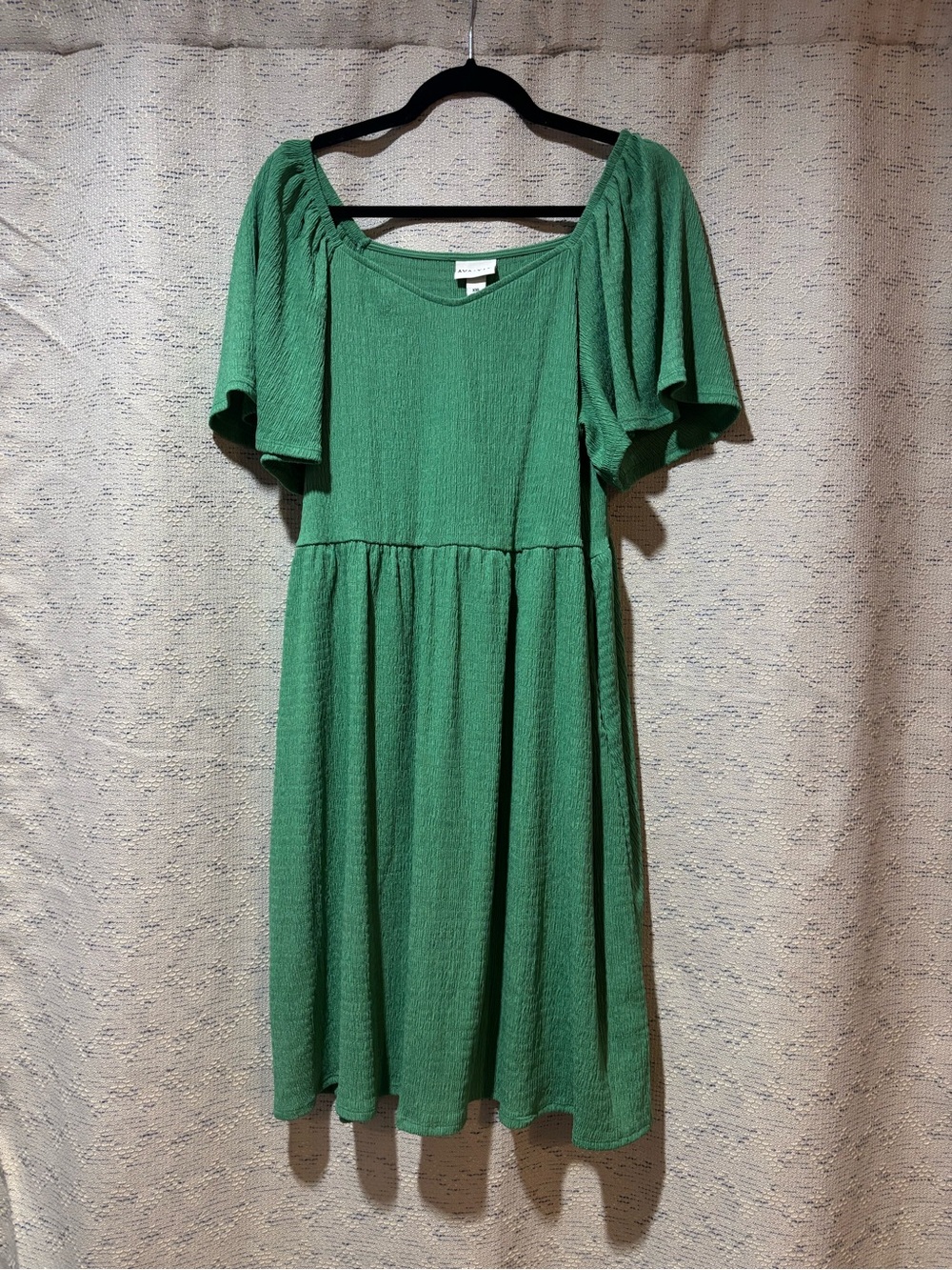Green Flutter-Sleeve Mini Dress